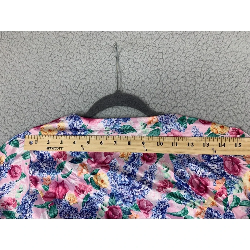Sugar Thrillz by Dolls Kill Pink Floral Tie Sleeve V-Neck Fit & Flare Dress Size - Picture 7 of 7